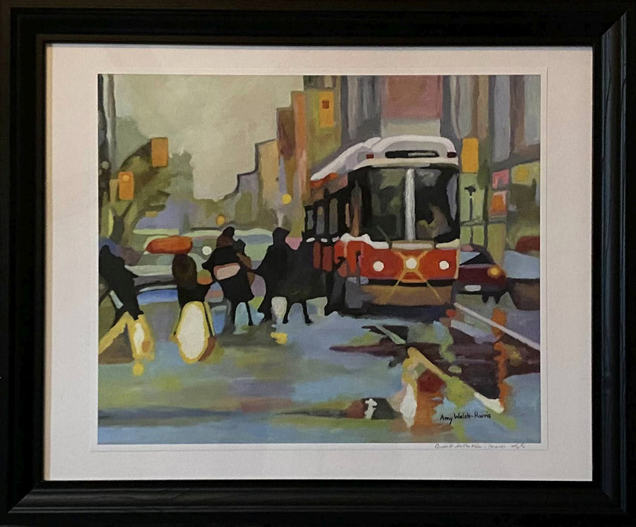 Queen St. In The Rain Giclee Print 13"/16" in a 16"/20" black frame-tax and shipping included
